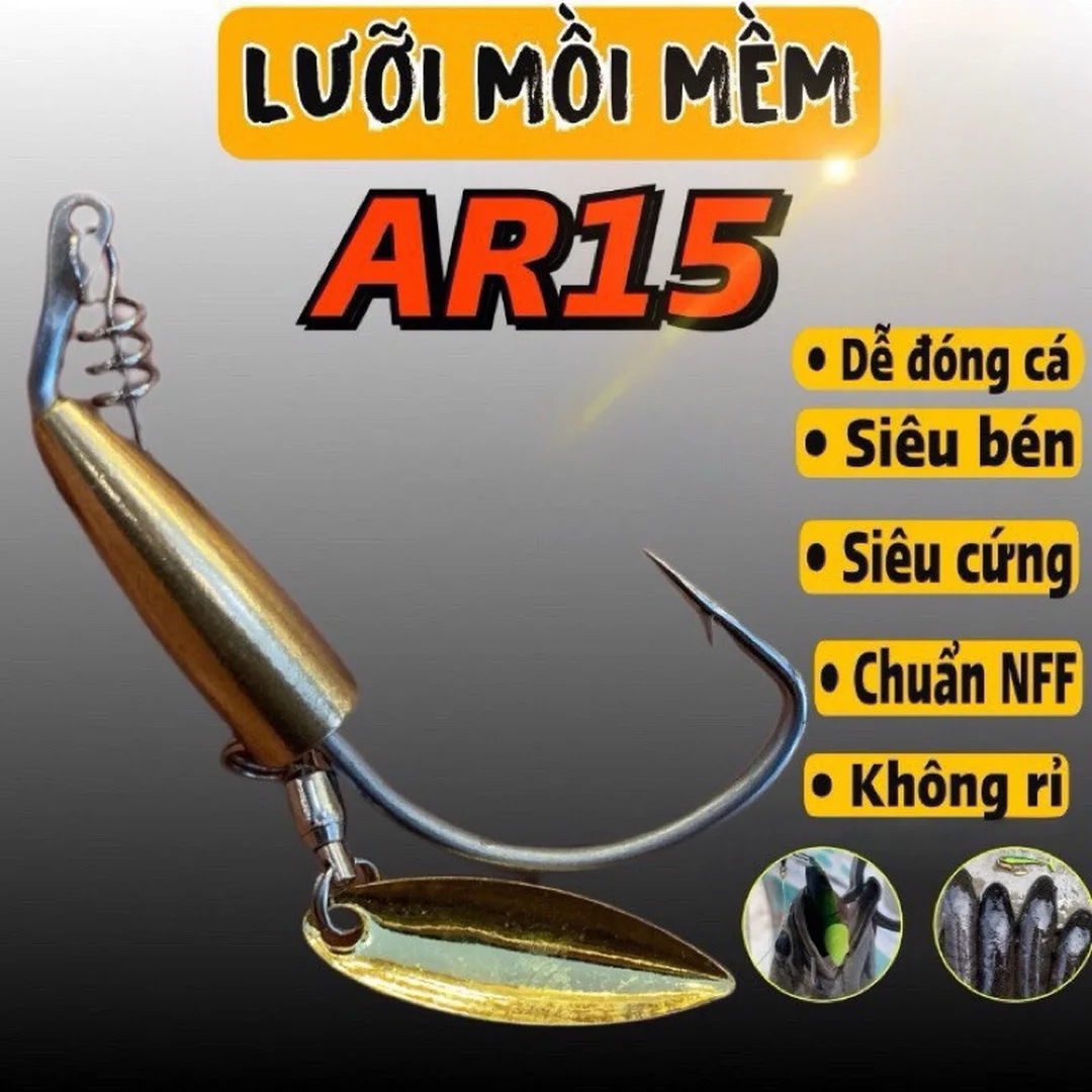 chì câu cá lóc gắn với lưỡi offset cho Texas rig