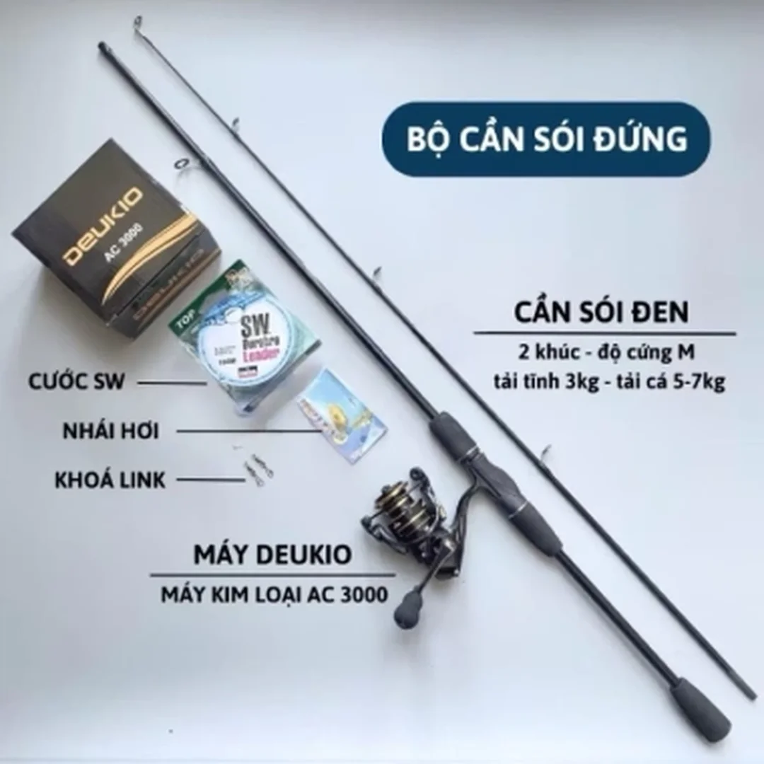 combo cần câu lure máy đứng phối sẵn cho nhiều địa hình câu cá lóc