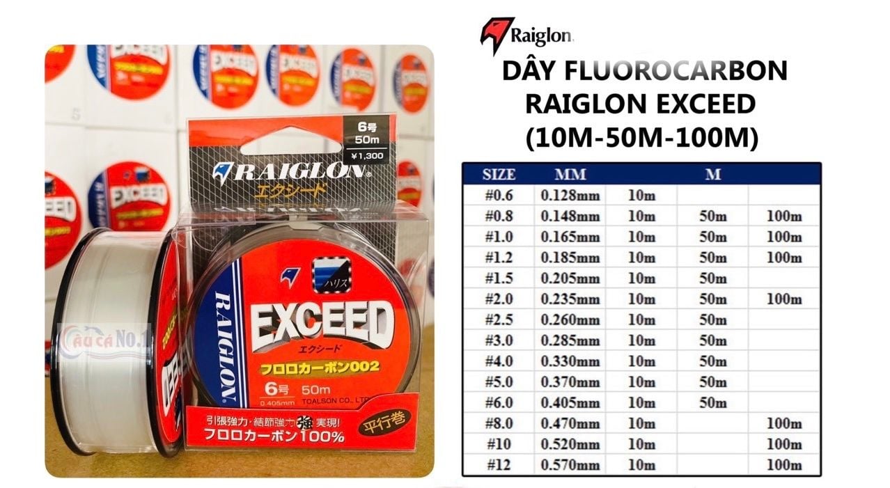 Dây Leader Exceed Fluorocarbon Cuộn 10m, 50m