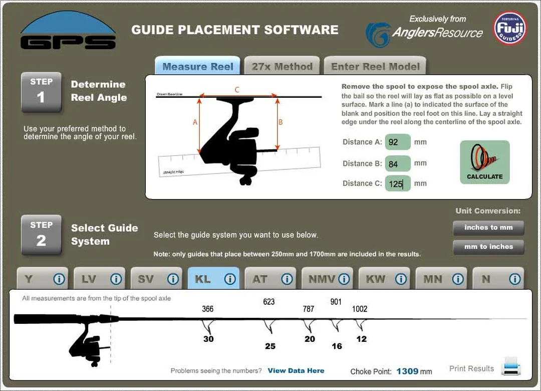 Khoen cần câu lure và phần mềm GPS để đặt khoảng cách khoen
